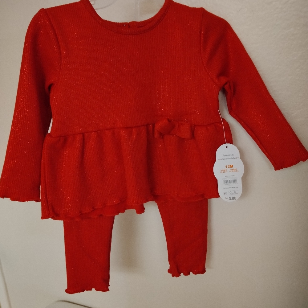 BRAND NEW WITH TAGS Baby Girl Wonder Nation Red Peplum Outfit